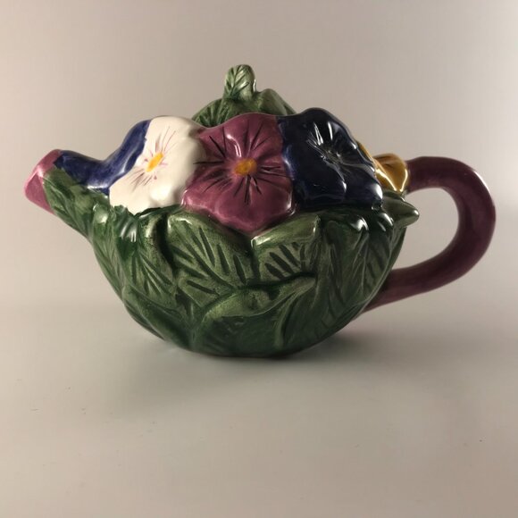 Hand Painted Floral Porcelain Decorative Teapot - Picture 2 of 7